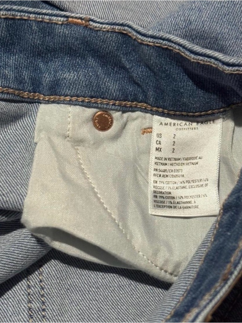 American Eagle Outfitters Light Blue High-Rise Cuffed Denim Shorts - Picture 3 of 5